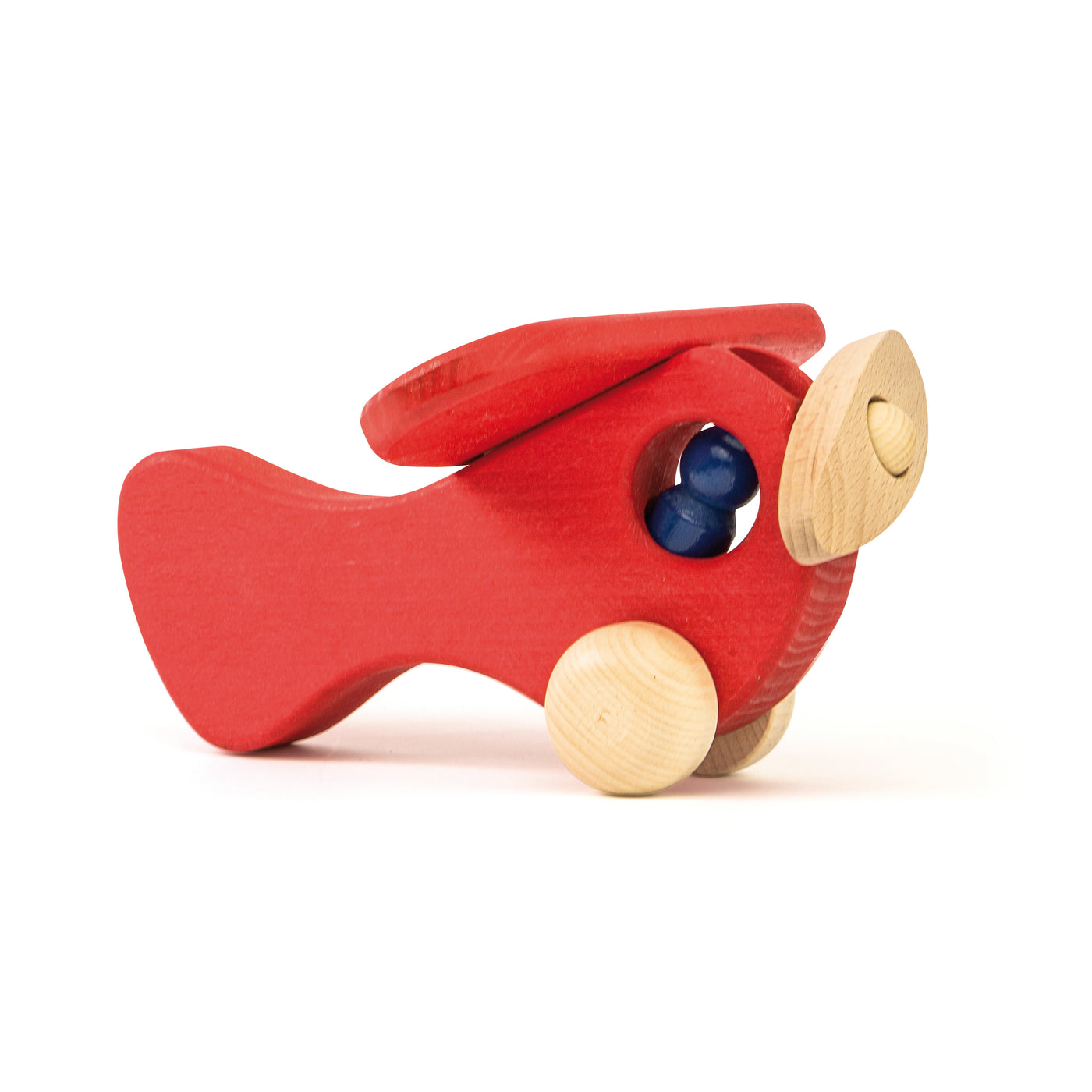 Handmade wooden red plane with 1 figure – Ostheimer toddler toy