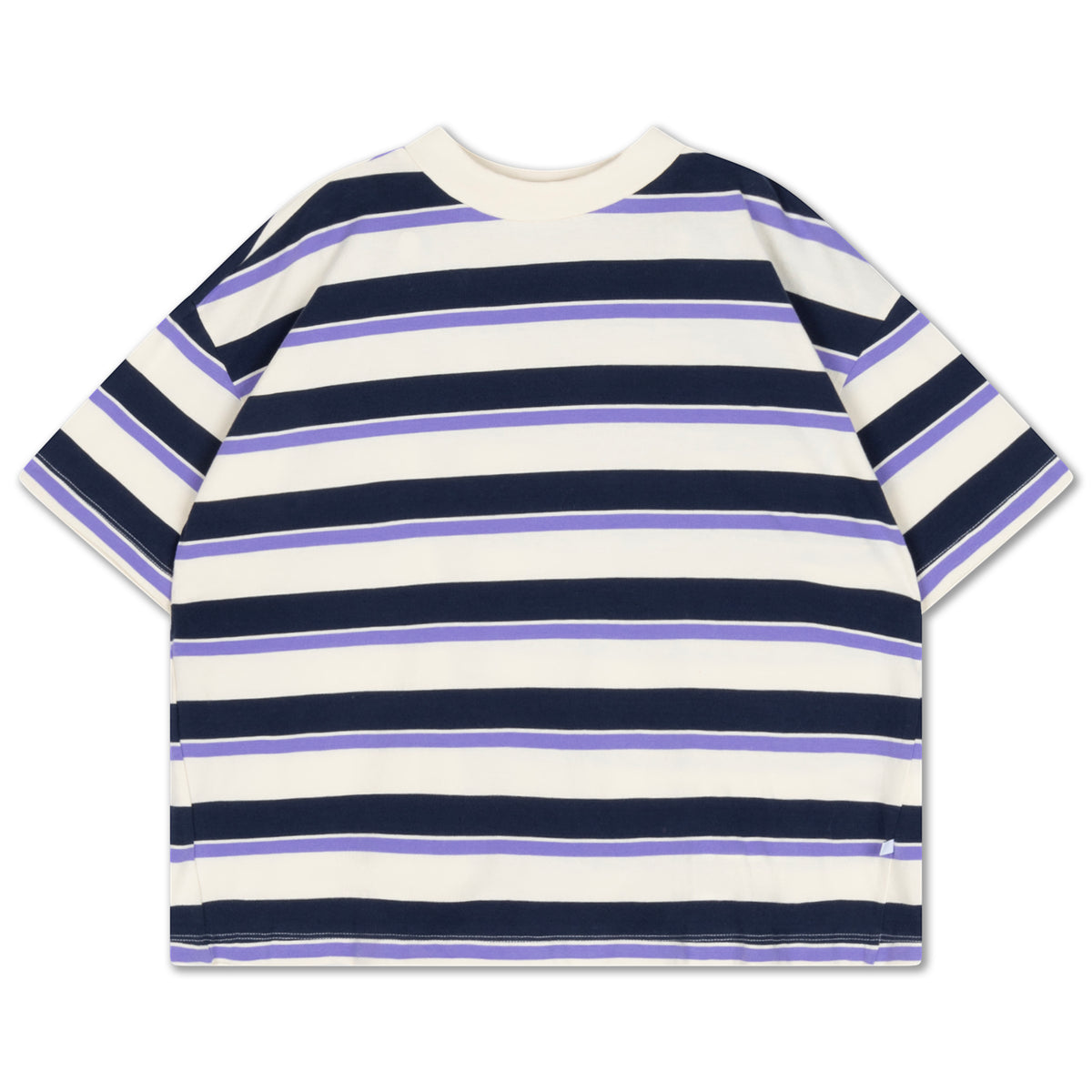boxy tee - cream teal glacier stripe