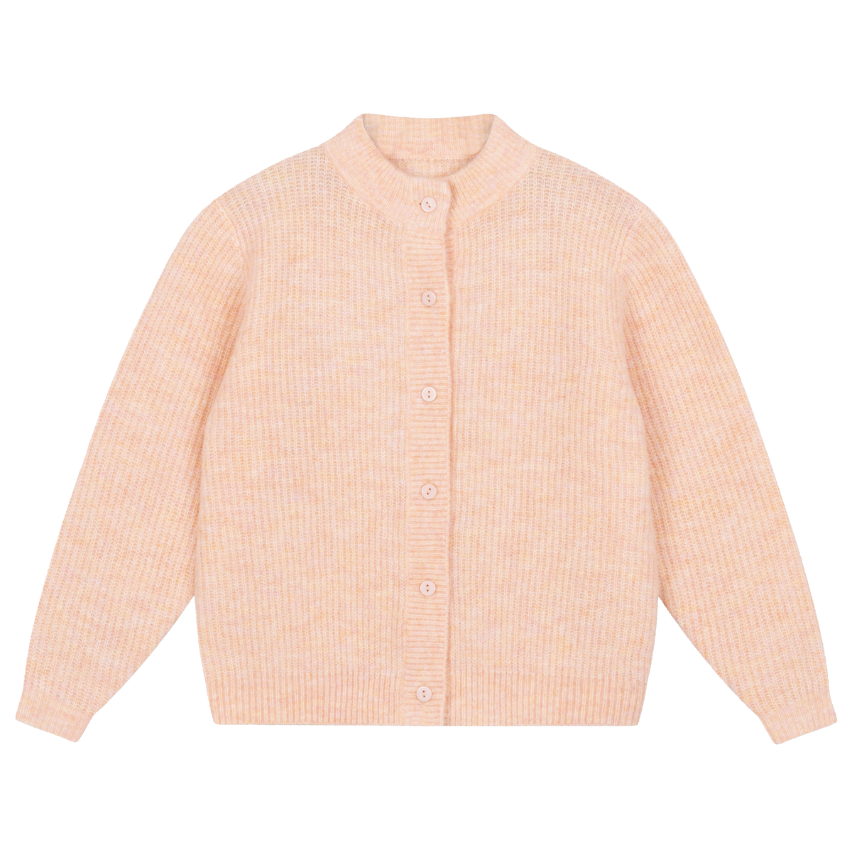 knit crew cardigan - light cheeky flamingo