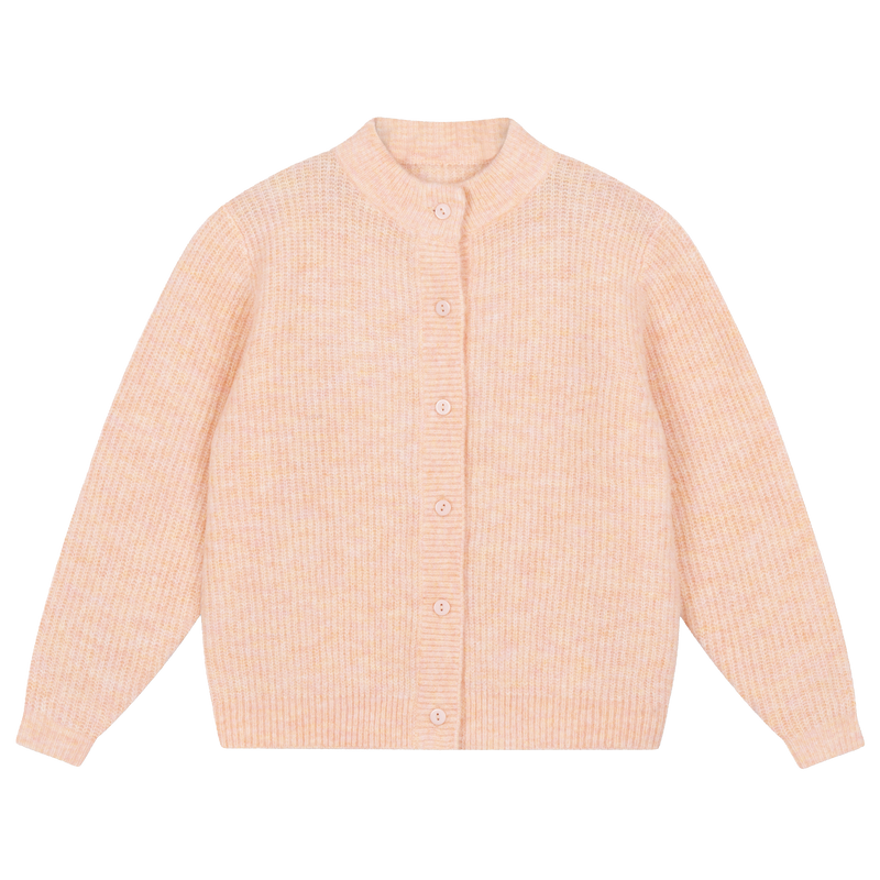 knit crew cardigan - light cheeky flamingo