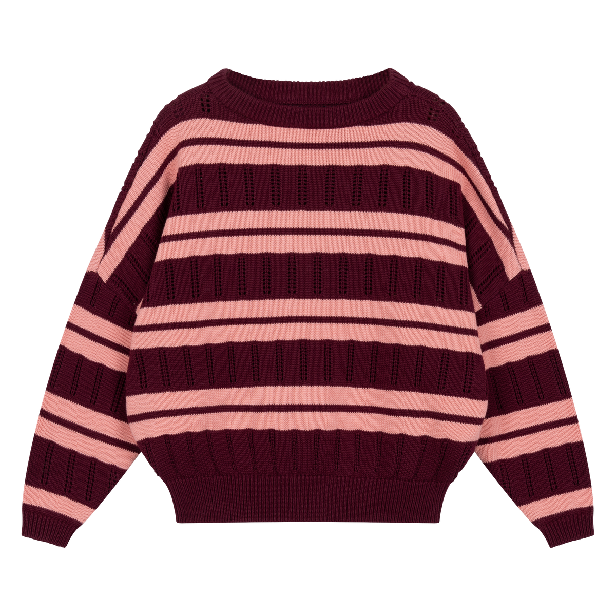 knit slouchy sweater - mulberry flamingo ajour
