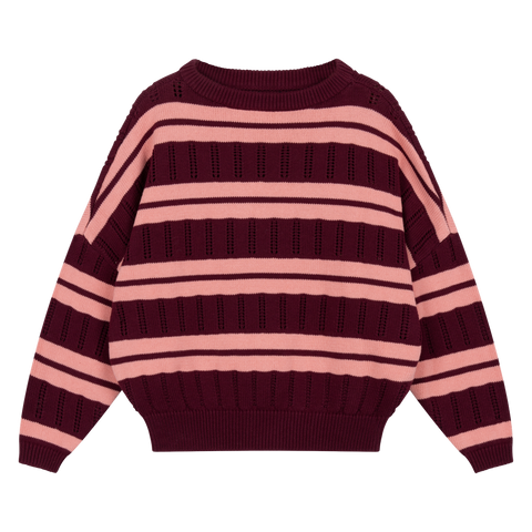 knit slouchy sweater - mulberry flamingo ajour