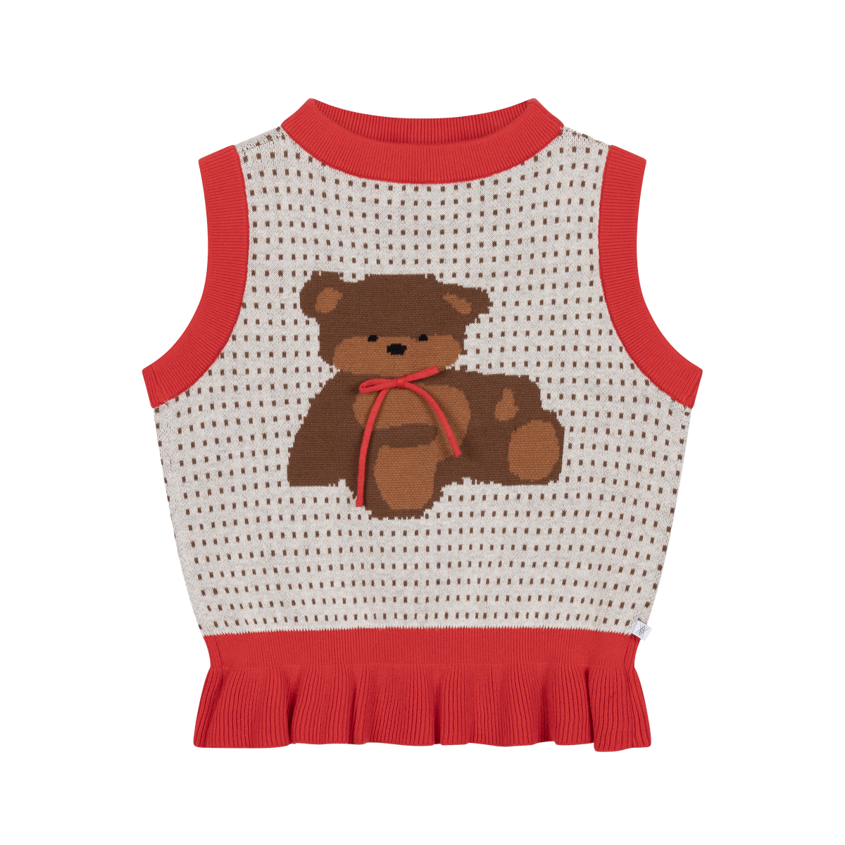 knit peplum top - firecracker red mix