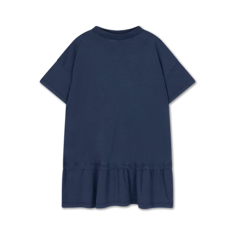 bottom hem ruffle dress - midnight teal