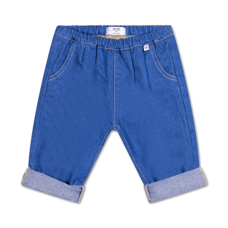 Woven denim pants - Bright blue