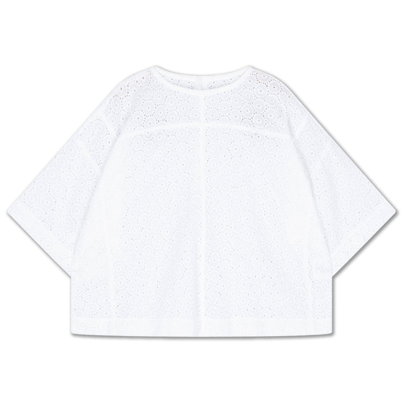 woven tee - crisp white embroidery anglaise