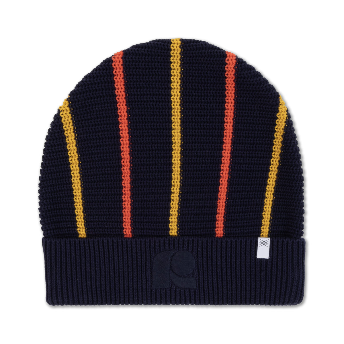 knit hat - navy blue multi stripe