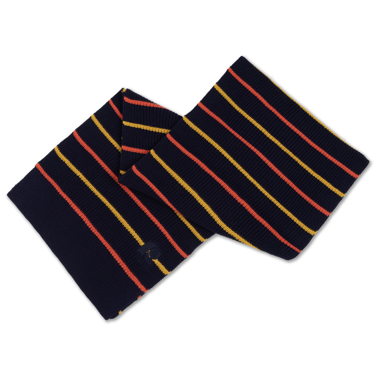 knit scarf - navy blue multi stripe