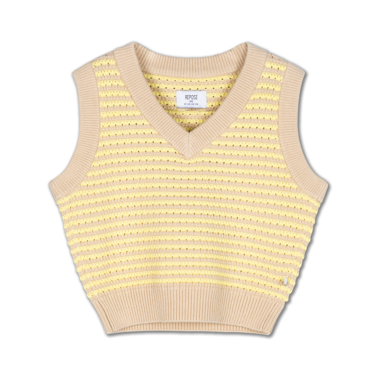 v neck spencer - soft yellow stripe