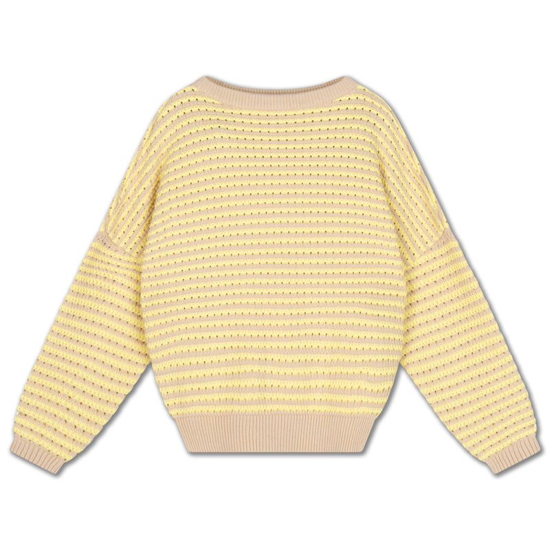 knit slouchy sweater - soft yellow stripe
