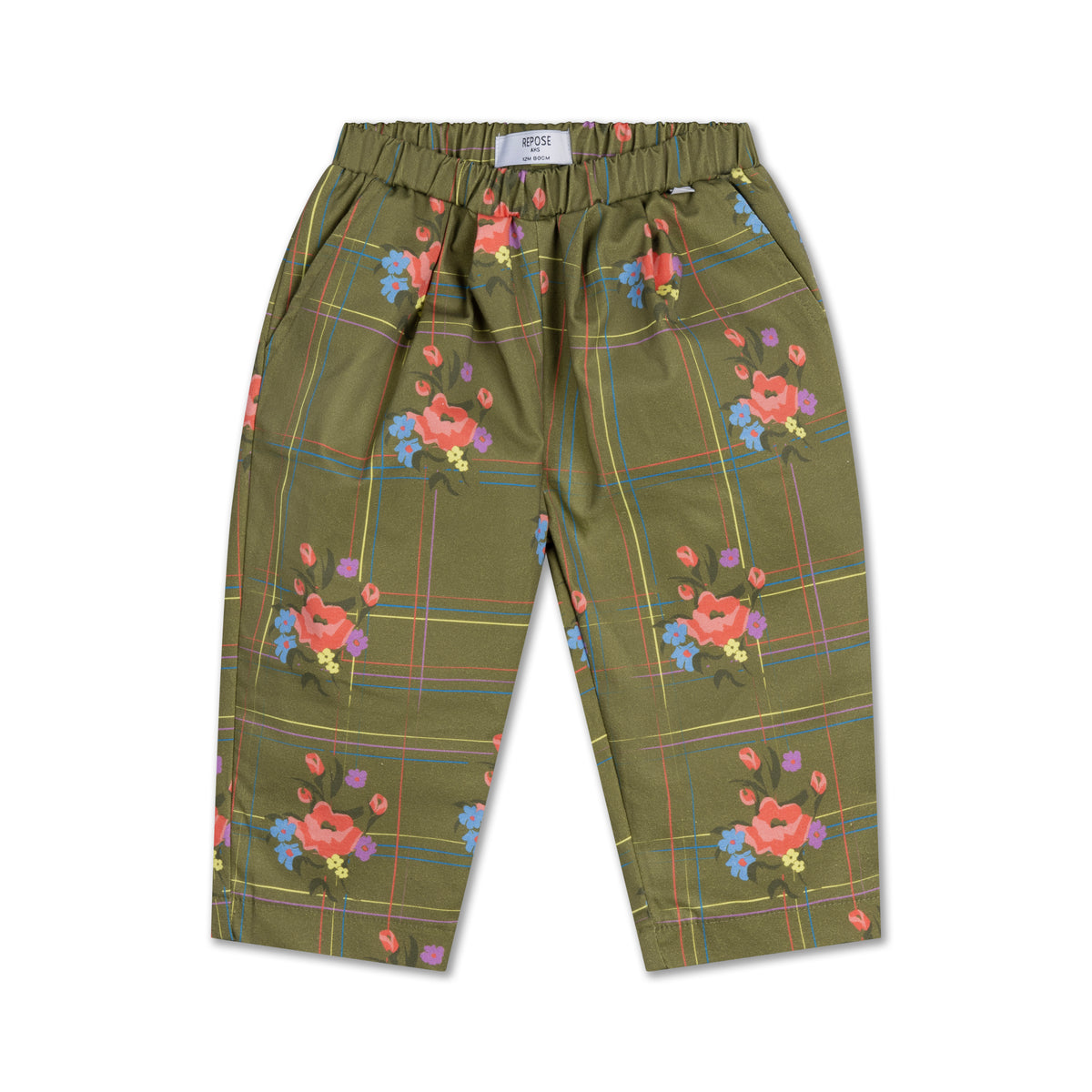 woven pants - grid flower