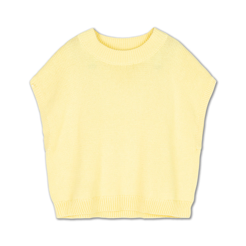 knit boxy top - soft yellow