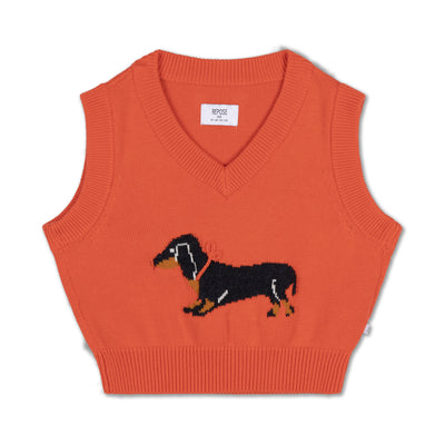 knit v neck spencer - radiant red