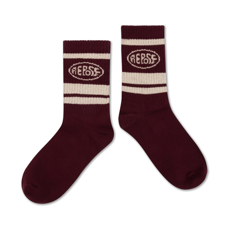 sporty sock - royal burgundy logo