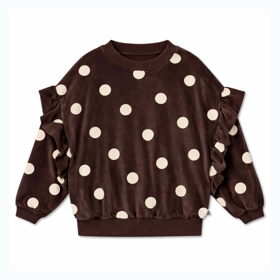 ruffle sweater - chocolate polka dot