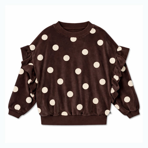 ruffle sweater - chocolate polka dot