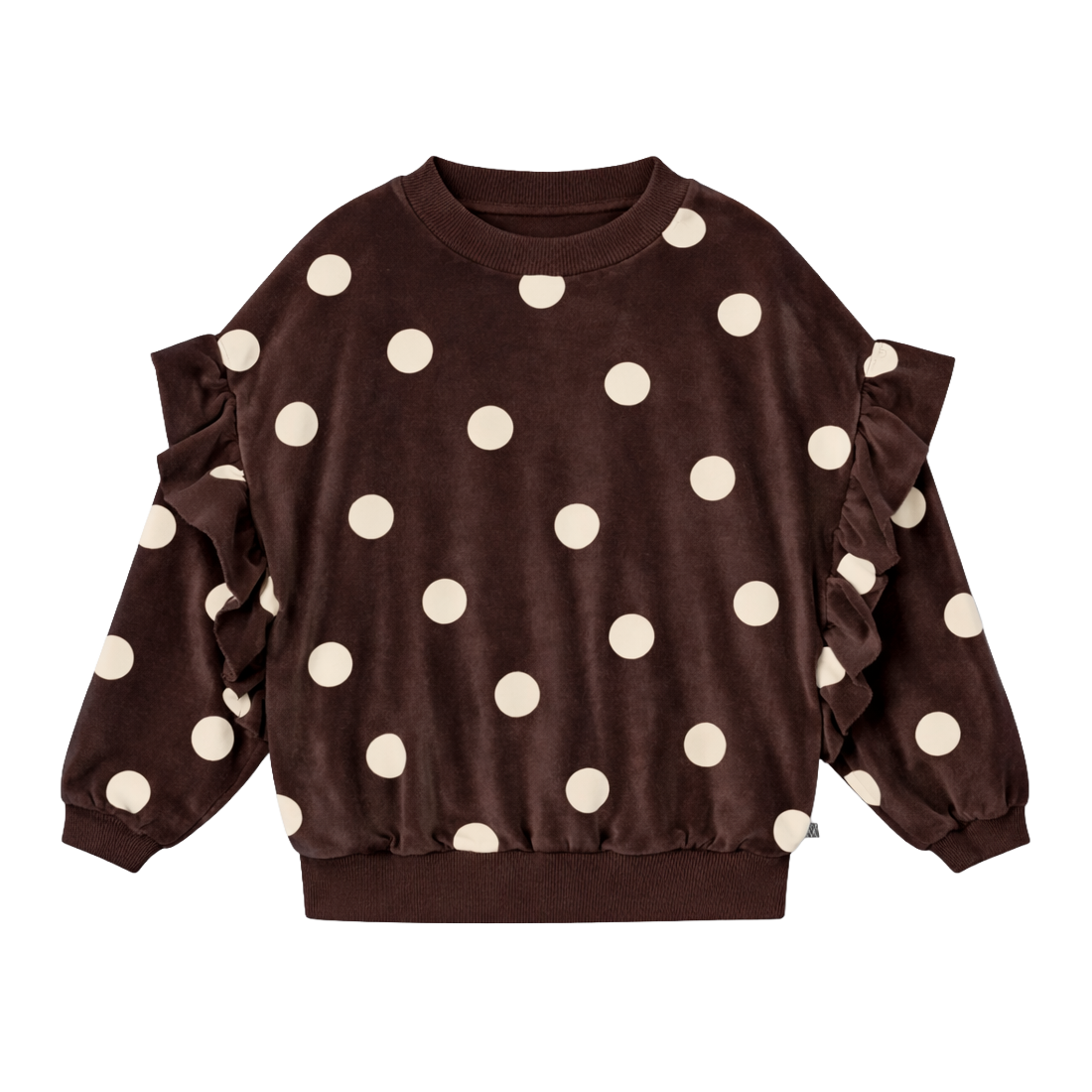 ruffle sweater - chocolate polka dot