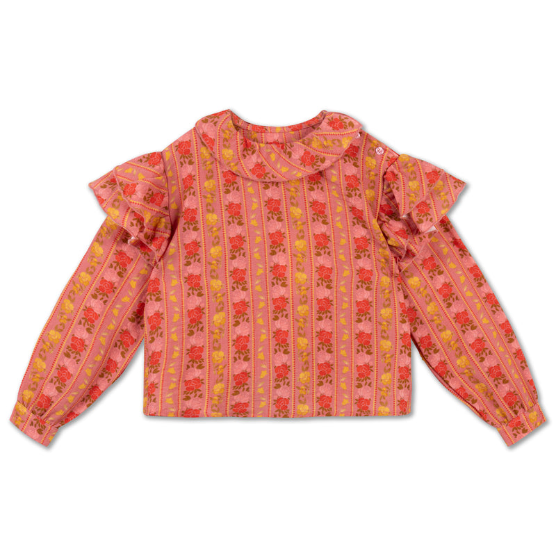 ruffle blouse - coral bloom fiesta
