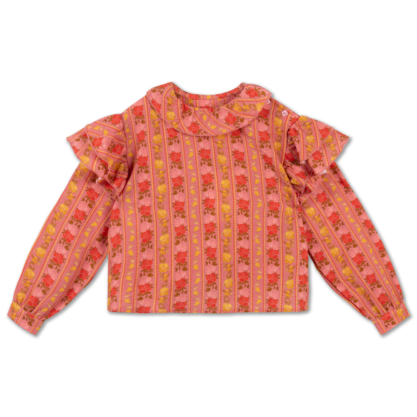 ruffle blouse - coral bloom fiesta