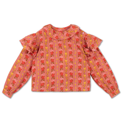 ruffle blouse - coral bloom fiesta