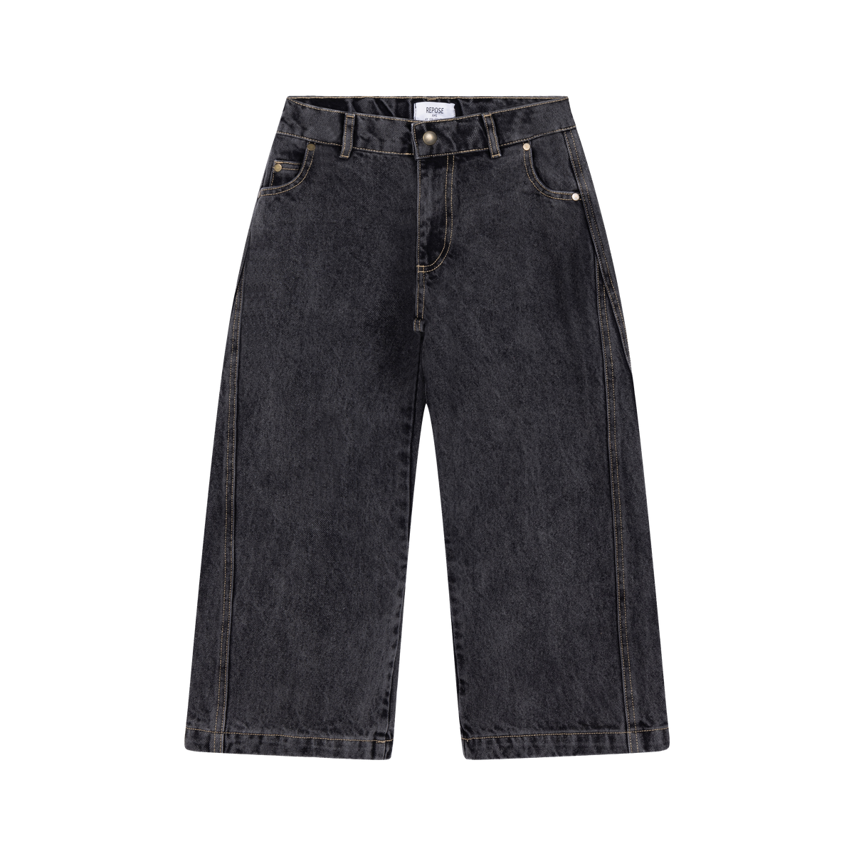 wide leg denim pants - slate grey
