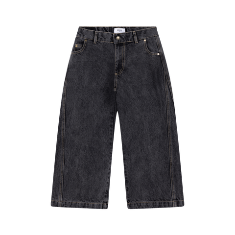 wide leg denim pants - slate grey