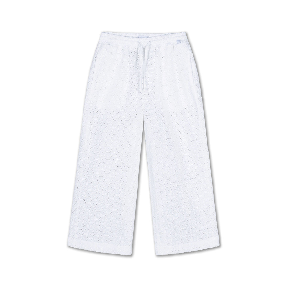 straight pants - crisp white embroidery anglaise