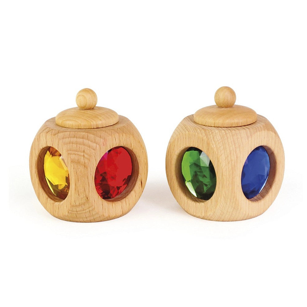 Bauspiel wooden tooth box with colourful sparkling stones
