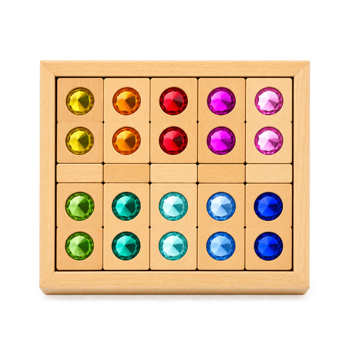 Bauspiel Small Mixed Sparkling Blocks Set with 20 colourful wooden sparkling blocks and 5 translucent window blocks