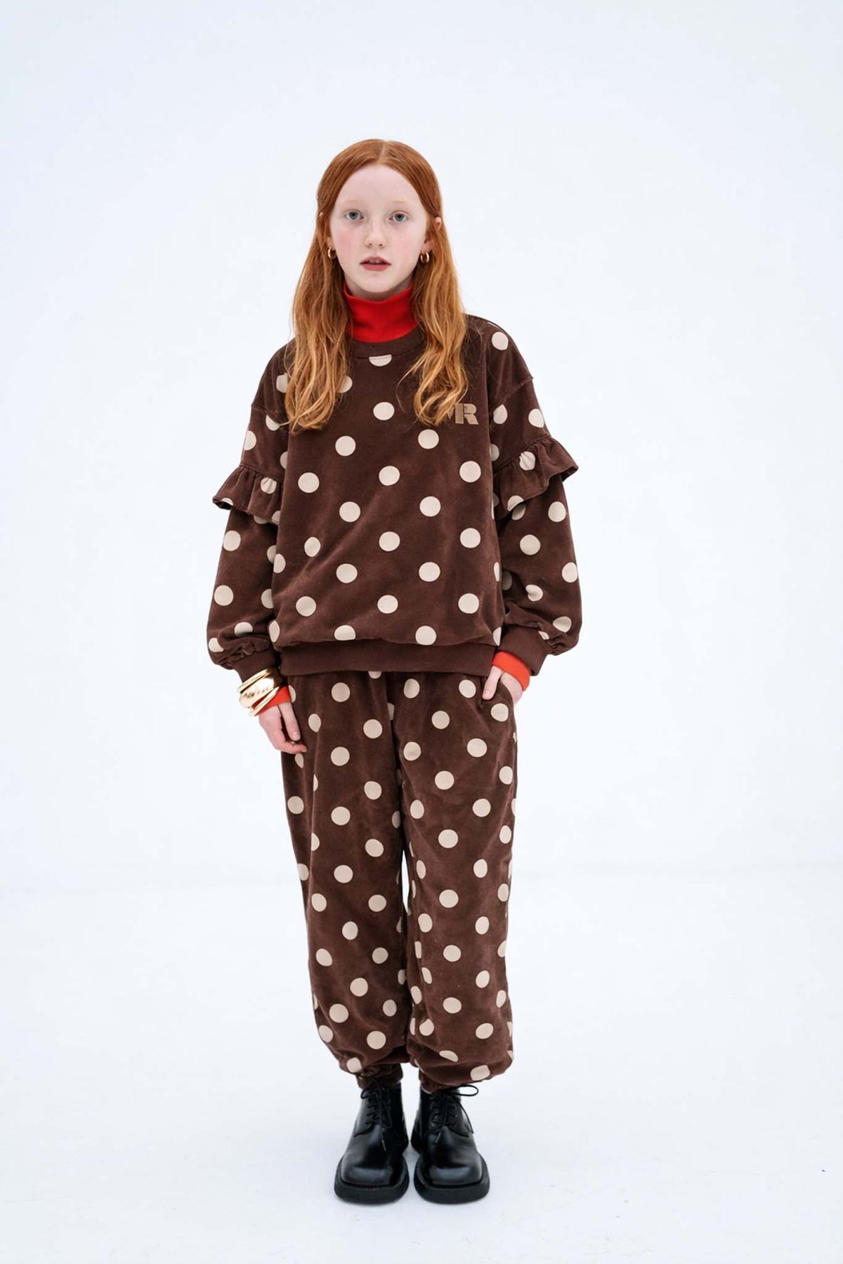 loose fit sweatpants - chocolate polka dot