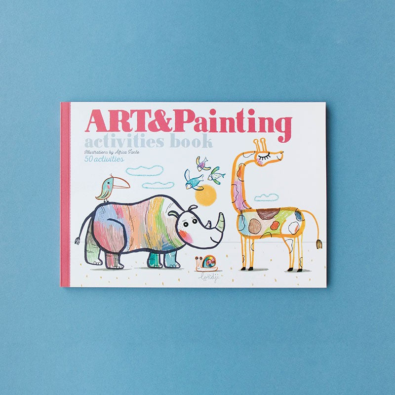 Coloring book with 50 unique illustrations, made in Barcelona on paper from sustainable forests, perfect for kids and adults to unleash their creativity with crayons, colored pencils, or markers.