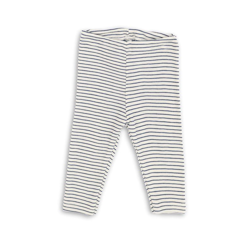 Engel Natur baby leggings in organic wool and silk, natural navy blue stripe