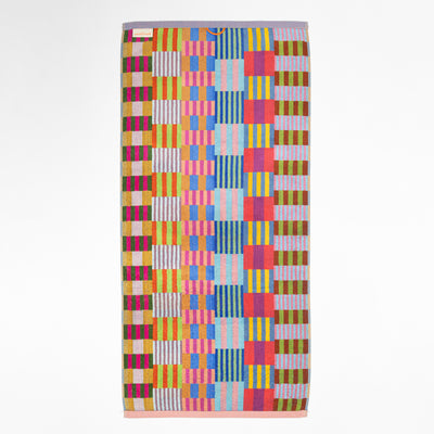 Foekje Fleur Bath Towel 73 Tulip Quilt – eco-friendly 100% cotton towel from the Odds & Ends collection, made in Portugal with recycled dyed yarns