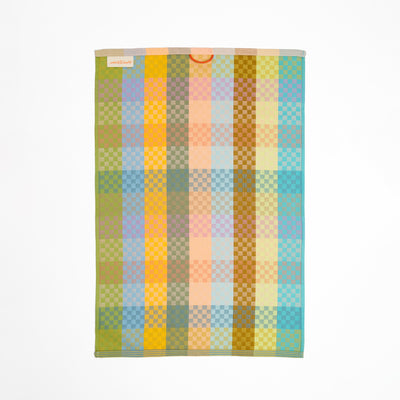 Foekje Fleur Tea Towel #87B Checkered Check – eco-friendly 100% cotton tea towel from the Odds & Ends collection, made in Portugal with leftover dyed yarns