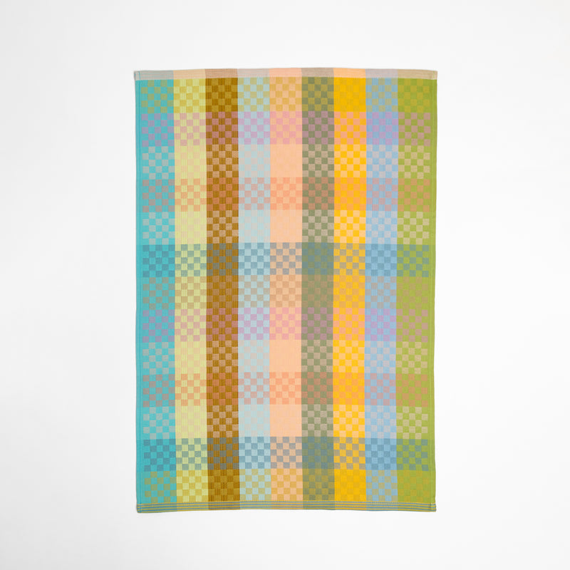 Foekje Fleur Tea Towel #87B Checkered Check – eco-friendly 100% cotton tea towel from the Odds & Ends collection, made in Portugal with leftover dyed yarns