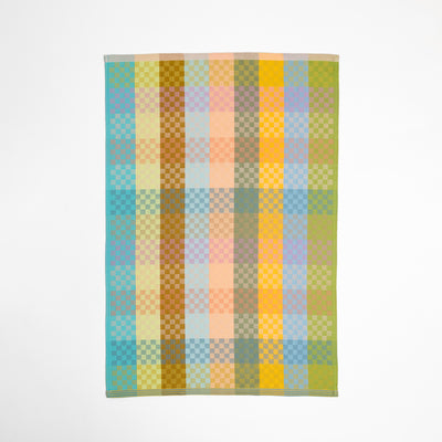 Foekje Fleur Tea Towel #87B Checkered Check – eco-friendly 100% cotton tea towel from the Odds & Ends collection, made in Portugal with leftover dyed yarns