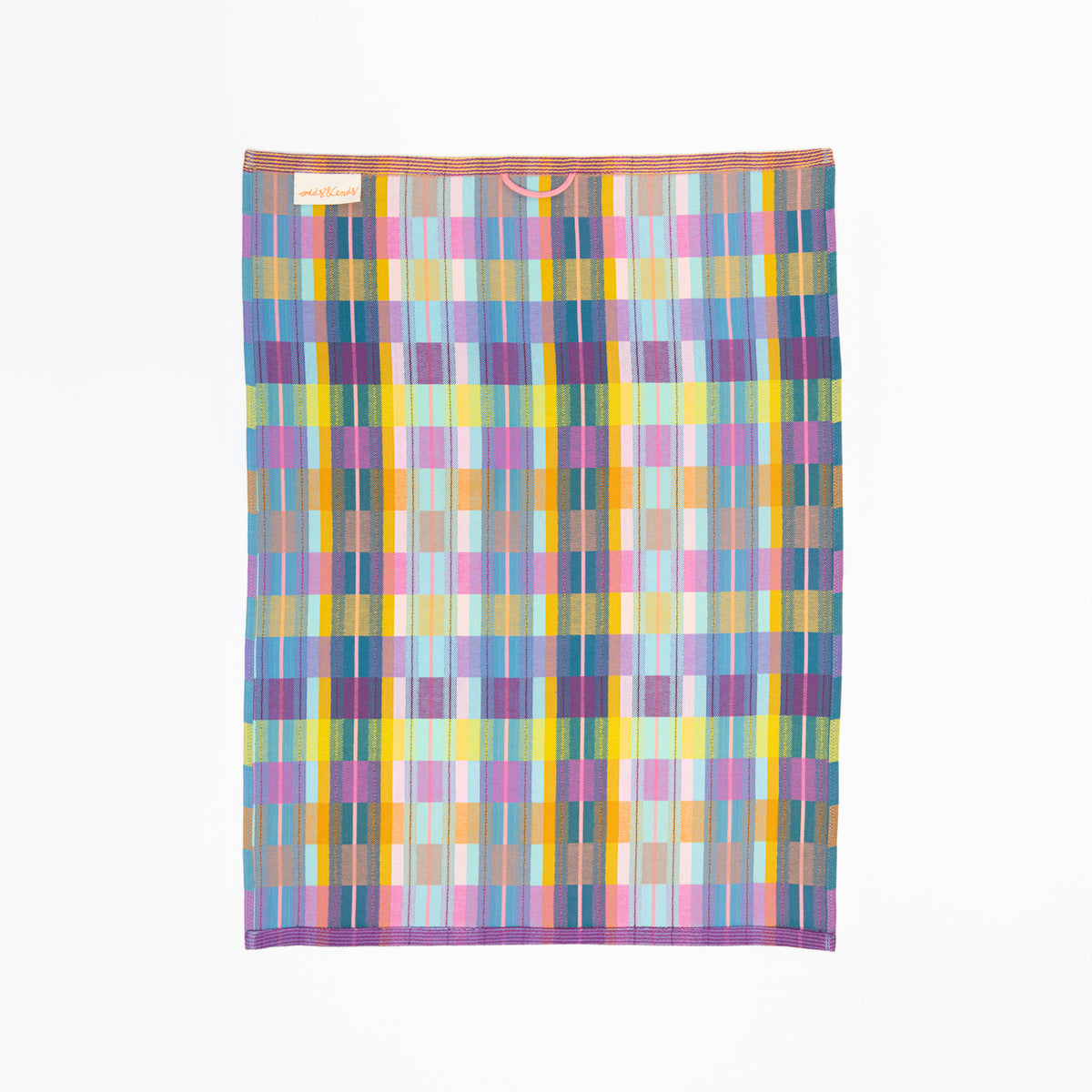 Foekje Fleur tea towel #92B – colourful cotton tea towel made from industry leftover yarns