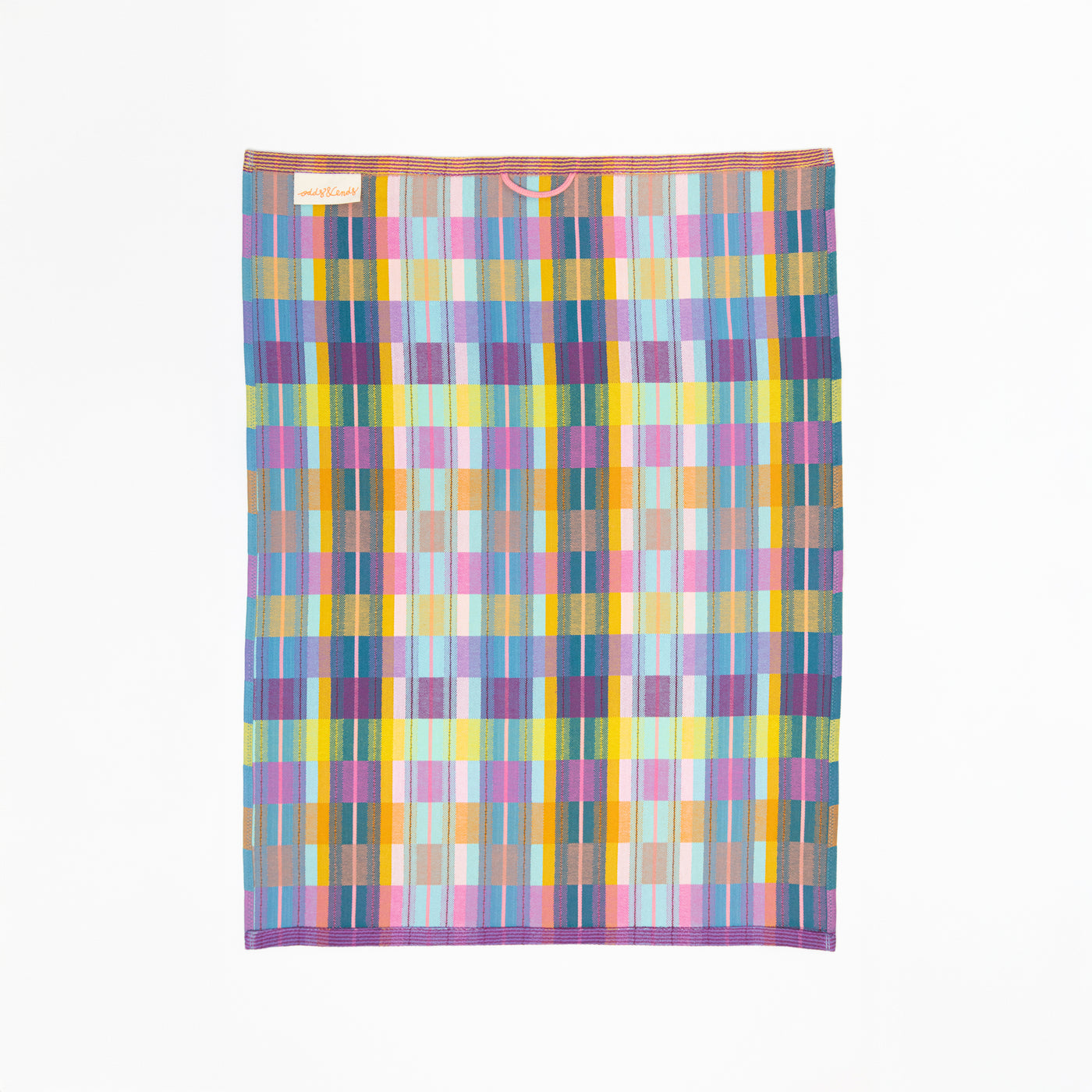 Foekje Fleur tea towel #92B – colourful cotton tea towel made from industry leftover yarns