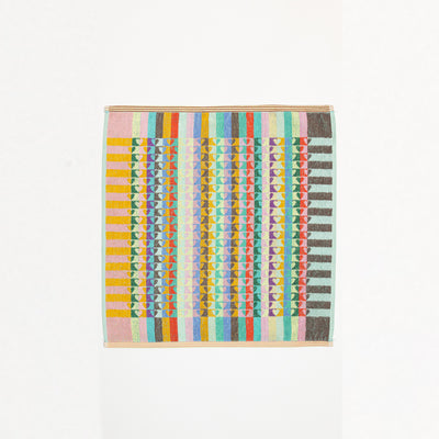 Foekje Fleur Odds & Ends kitchen textile set with 1 tea towel and 1 kitchen towel, made from leftover dyed yarns, sustainable cotton towels with vibrant multicolor design, eco-friendly home textiles made in Portugal
