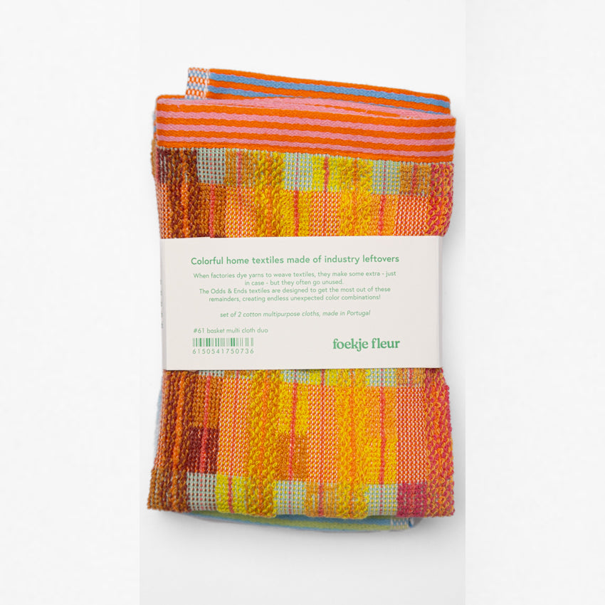 Foekje Fleur Basket #61 in multicolor design, eco-friendly storage basket made from recycled cloth duo, sustainable home decor accessory