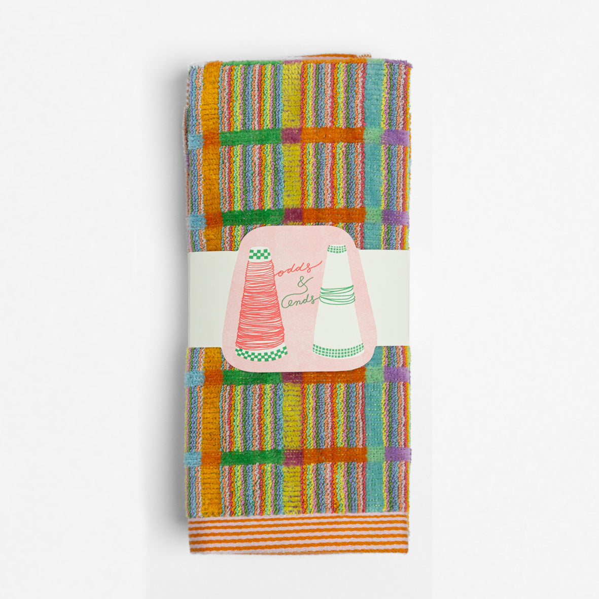 Set of two colorful Foekje Fleur guest towels #70 Criss Cross, made in Portugal from 100% cotton industry leftovers with soft velour finish