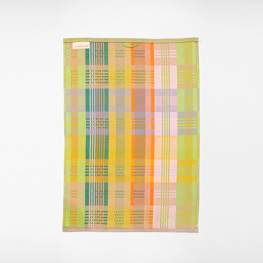 Colorful cotton tea towel made from leftover yarns – 50×70 cm – Foekje Fleur – made in Portugal