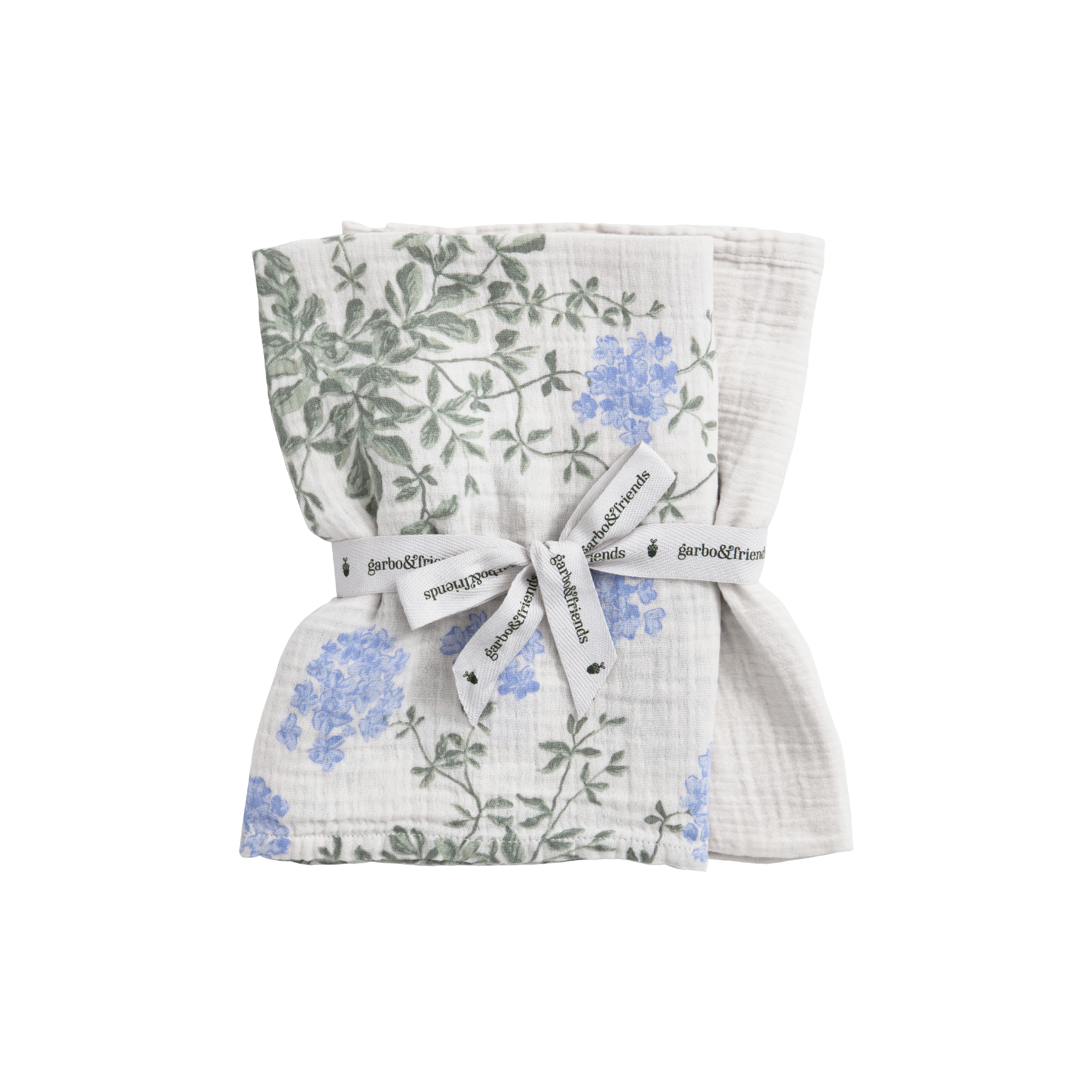 Garbo & Friends swaddle 2 pack blanket made from premium cotton muslin, 110x110 cm, featuring a textured, soft, and lightweight design with signature patterns, perfect for swaddling, stroller use, or daytime naps