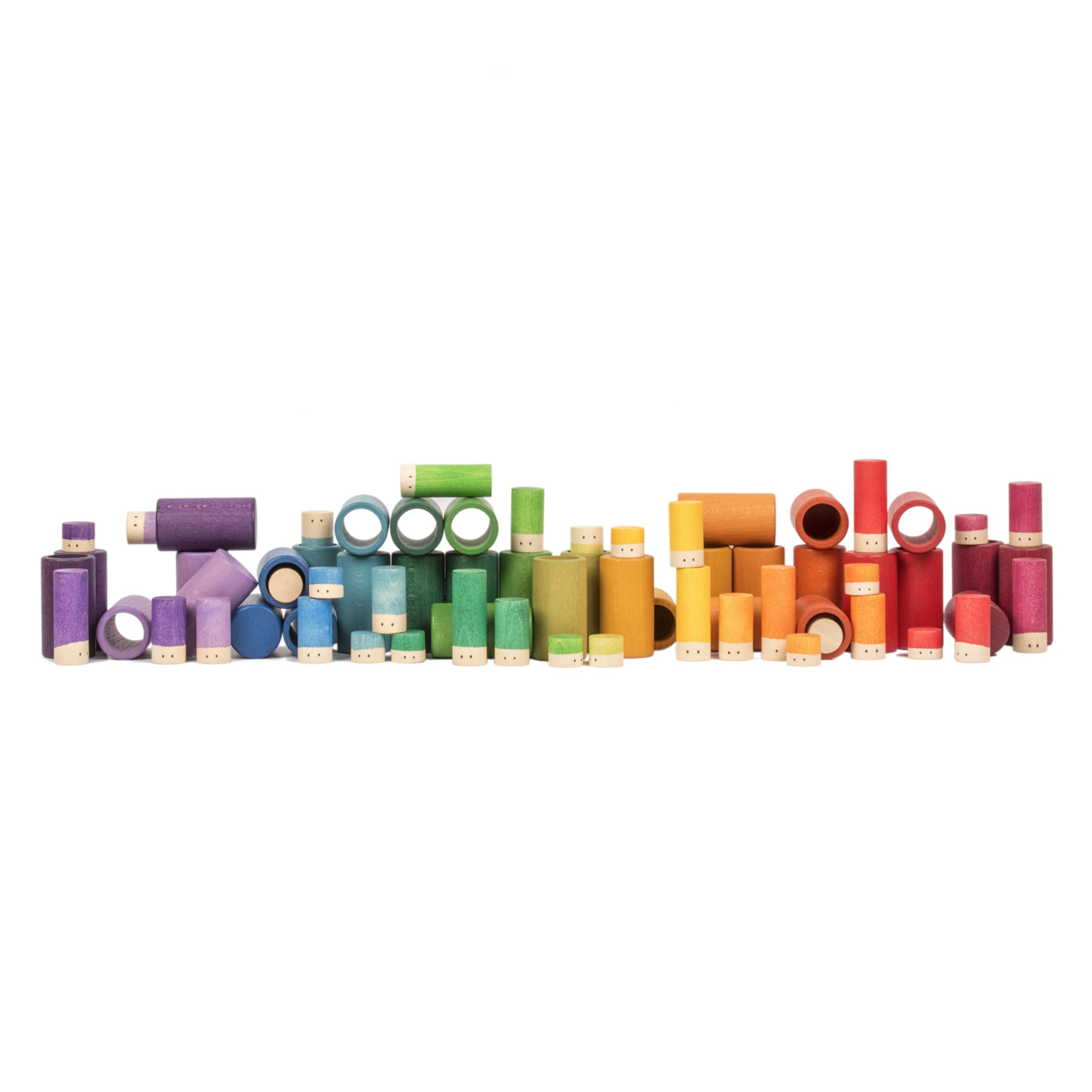 Grapat Lola wooden play set with 72 colourful figures and tubes for building and open-ended play