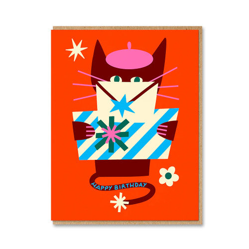 Klang und Kleid - Greeting Card - Flip & Lu (Beret Birthday Cat)