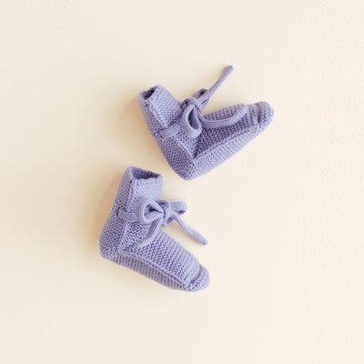 HVID Knitted Baby Booties made of extra fine Italian merino wool in a charming cotton bag