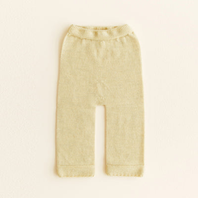 HVID seamless knitted baby pants in extra fine Italian merino wool with a soft elastic waistband and diaper-friendly crotch design in light yellow