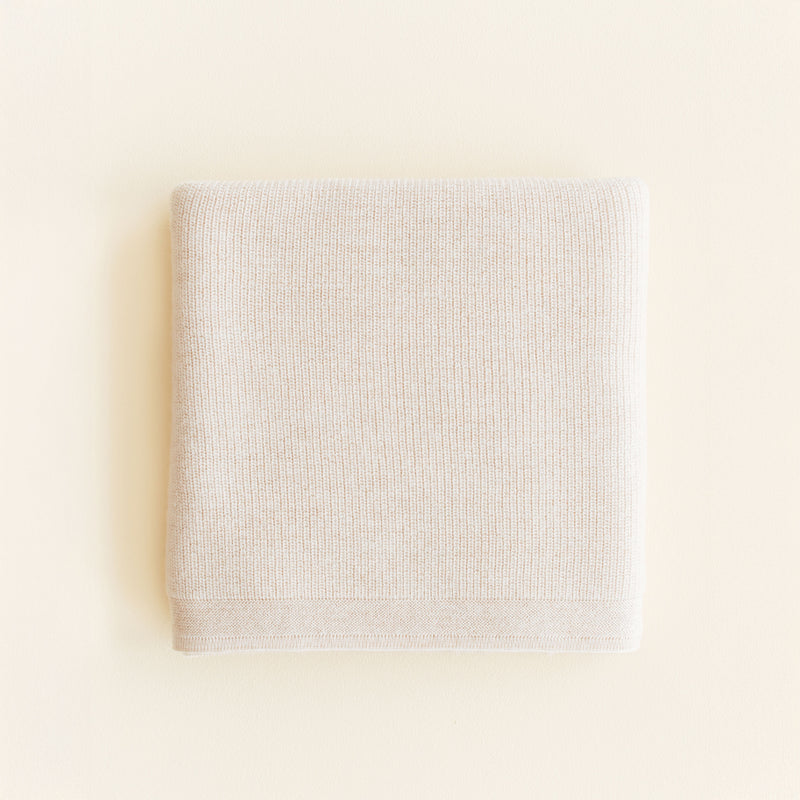 Hvid Felix Blanket in Cream – soft rib-knit merino wool baby blanket made in Belgium.