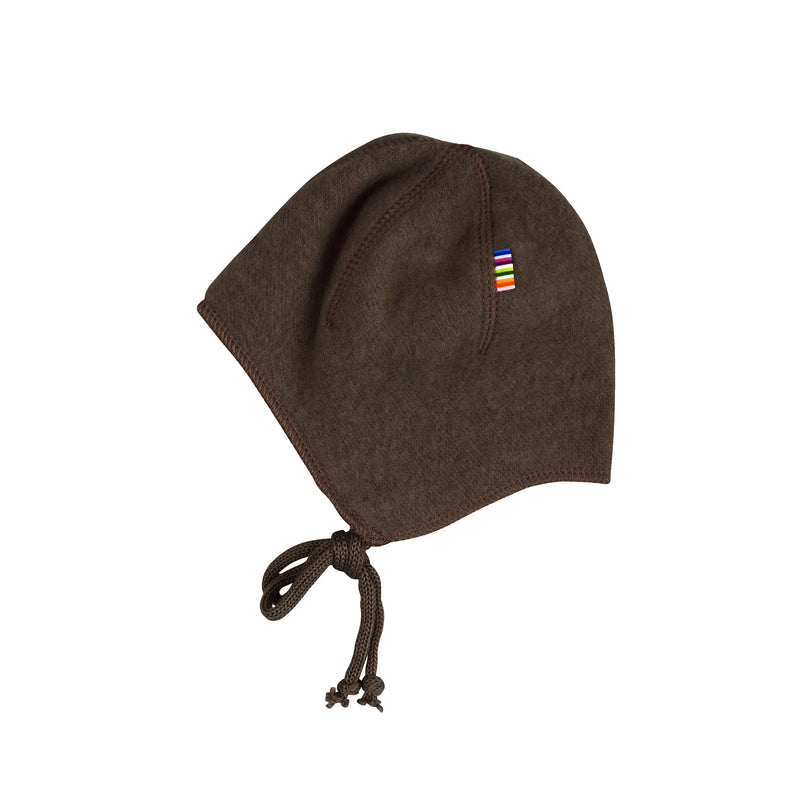 dark brown wool hat, bonnet for babies by Joha, soft double-layered design with snug fit