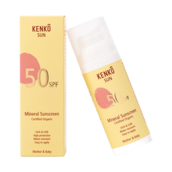Kenkô Sun SPF 50 certified organic sunscreen for babies, kids, and adults – gentle mineral sun protection with non-nano zinc oxide